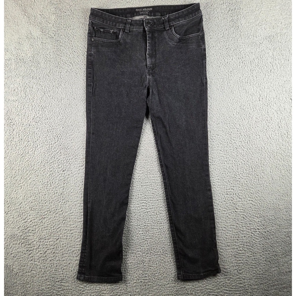 Mack Weldon Silver‎ Denim Jeans Mens 34x32 (32x29) Black Cotton Straight Leg